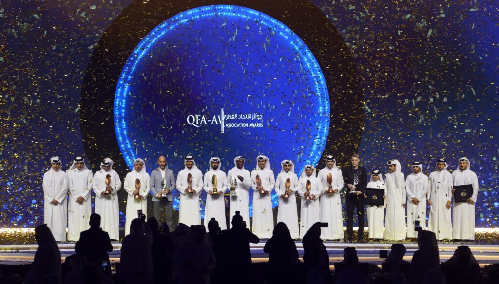 لقطة من حفل توزيع جوائز الاتحاد القطري لكرة القدم 2024-2025 في مركز الدوحة للمعارض والمؤتمرات
