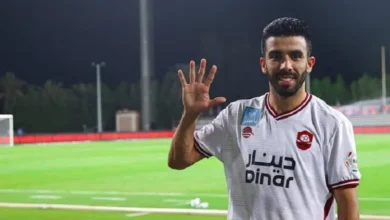 كريم البركاوي مهاجم مغربي في لقطة خلال مباراة مع نادي الرائد السعودي