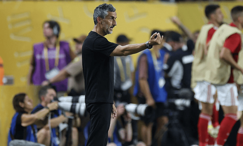 المدرب خوسيه ريفييرو يوجه لاعبي الأهلي من على الخط خلال مباراة بالميراس