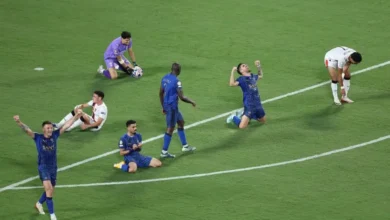 احتفال لاعبي الهلال بعد تسجيل الهدف الرابع في مرمى مانشستر سيتي
